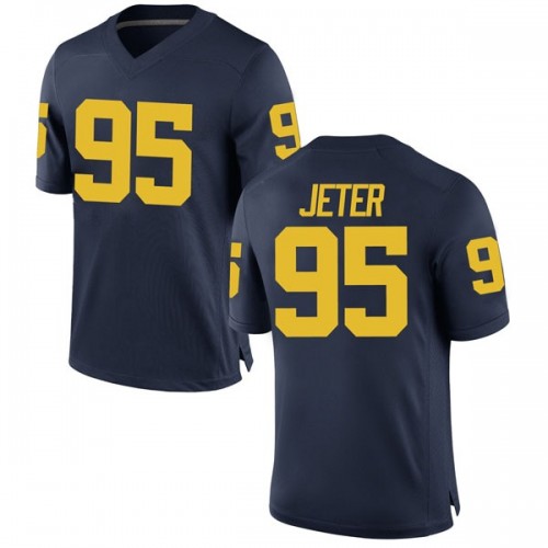 Donovan Jeter Michigan Wolverines Men's NCAA #95 Navy Game Brand Jordan College Stitched Football Jersey YOJ7354TW